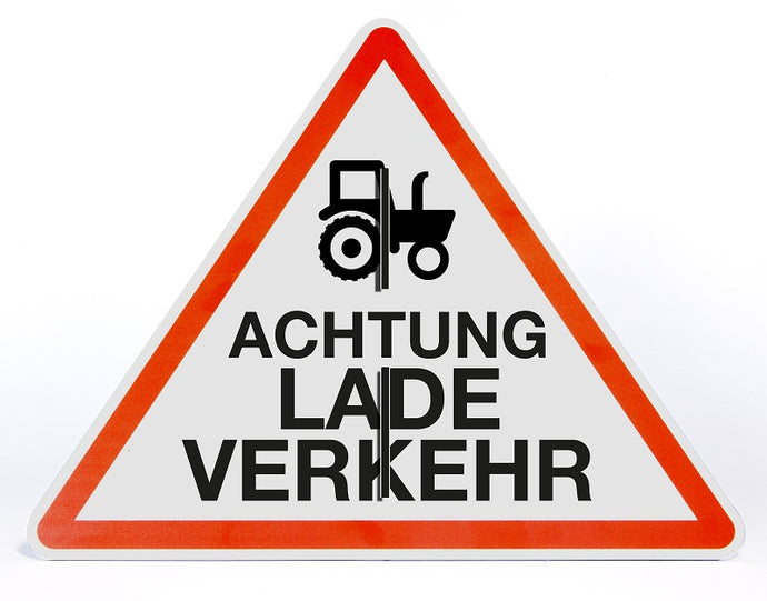 Schild Aufsteller - Achtung Ladeverkehr - 500 x 400 mm - Alu Verbundplatte 4 mm
