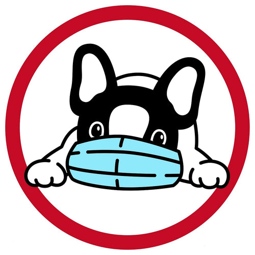 Sticker lustiger Hund mit Mund Nasen Schutz