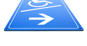 Rollstuhl Rampe rechts - Schild - Hochformat - blau - 4 mm Alu Verbundplatte