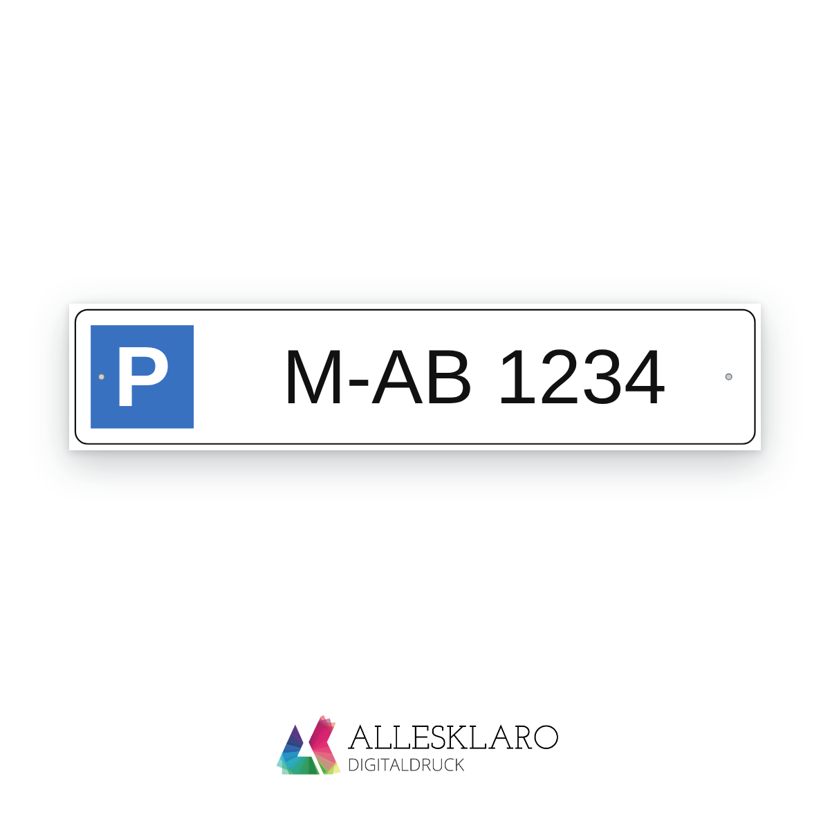 Parkplatzschild mit Kennzeichen 52 × 11 cm