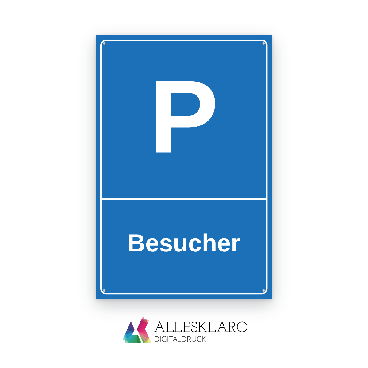 Parkplatzschild blau Hochformat mit Wunschtext