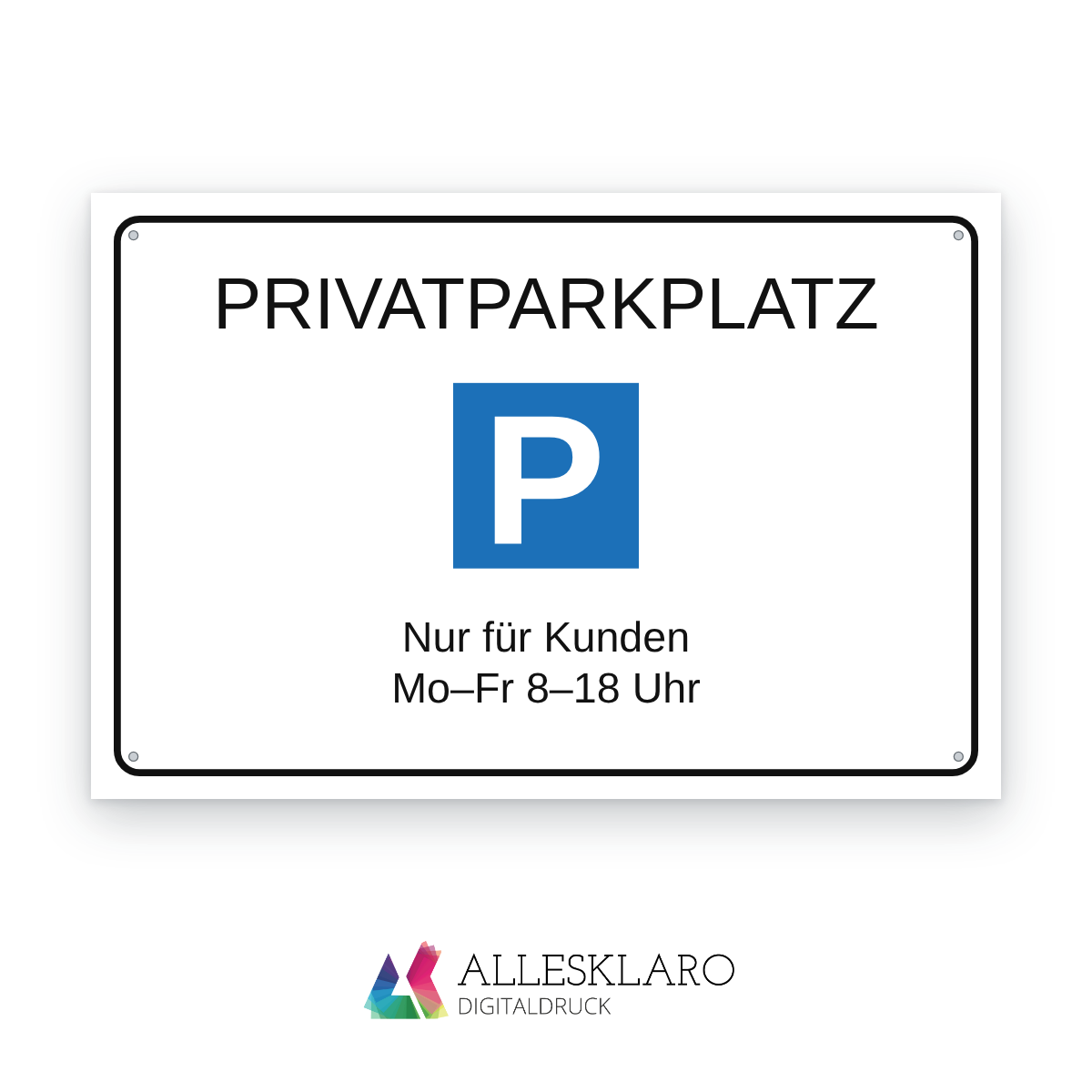 Parkplatzschild mit Wunschtext