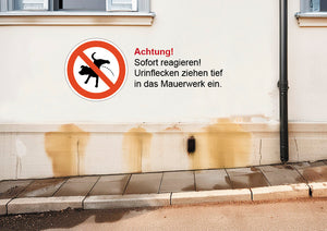 Schild - Kein Hunde pinkeln – 24 cm rund – 4 mm Alu Verbund – 2 Bohrlöcher