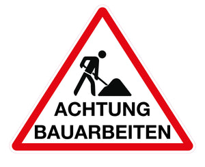 Schild Aufsteller - Achtung Bauarbeiten - Dreieck 50 x 40 cm - freistehend aufstellbar