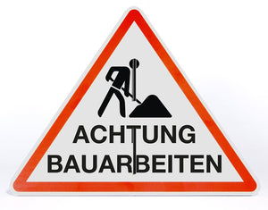 Schild Aufsteller - Achtung Bauarbeiten - Dreieck 50 x 40 cm - freistehend aufstellbar