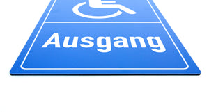 Behinderten Ausgang - Schild - Hochformat - blau - 4 mm Alu Verbundplatte
