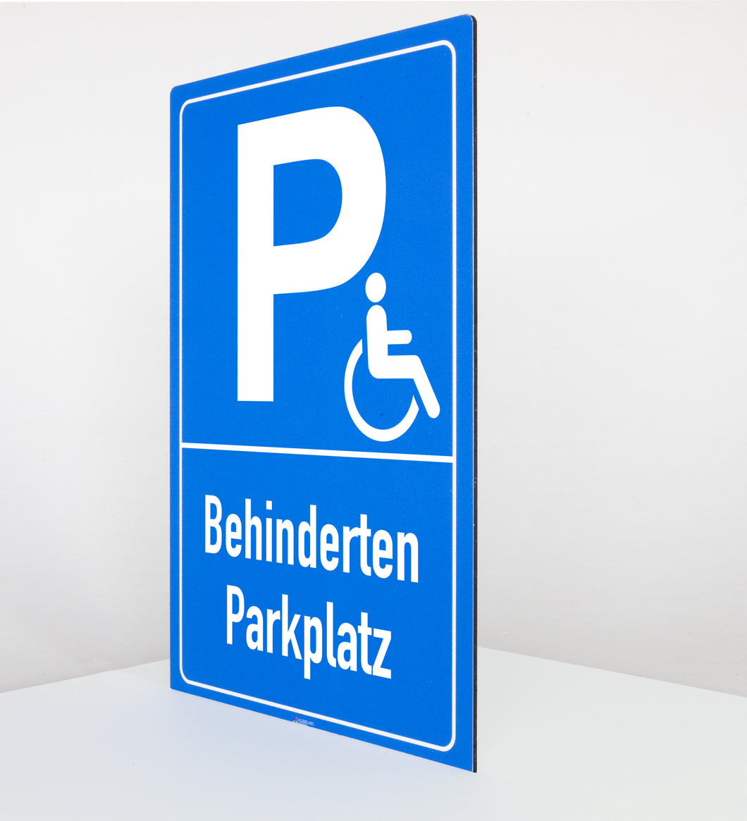 Behinderten Parkplatz - Schild - Hochformat - blau - 4 mm Alu Verbundplatte