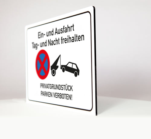 Ein- und Ausfahrt freihalten - parken verboten - Schild -  4 mm Alu Verbundplatte