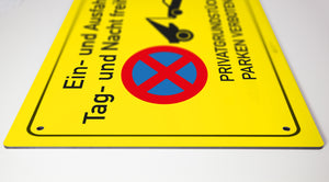 Ein- und Ausfahrt freihalten - parken verboten - Schild - gelb - 4 mm Alu Verbundplatte