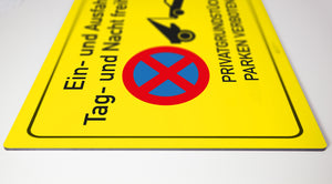 Ein- und Ausfahrt freihalten - parken verboten - Schild - gelb - 4 mm Alu Verbundplatte