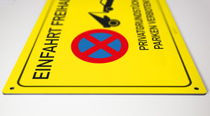 Einfahrt freihalten - Privatgrundstück - Schild - gelb - 4 mm Alu Verbundplatte