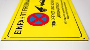 Einfahrt freihalten - Automatik Tor - Schild - Gelb - 4 mm Alu Verbundplatte