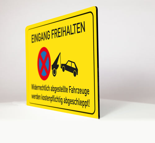 Eingang freihalten - Schild - gelb - 4 mm Alu Verbundplatte