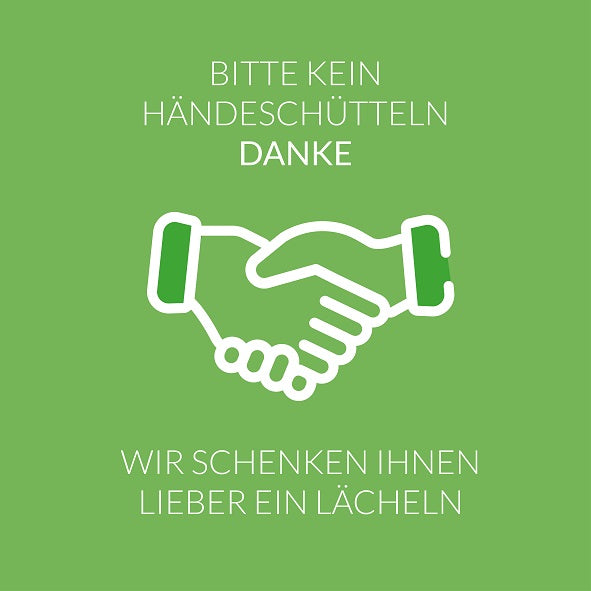 Lächeln statt Händeschütteln - 24 x 24 cm - Schild - 4 mm Alu Verbundplatte