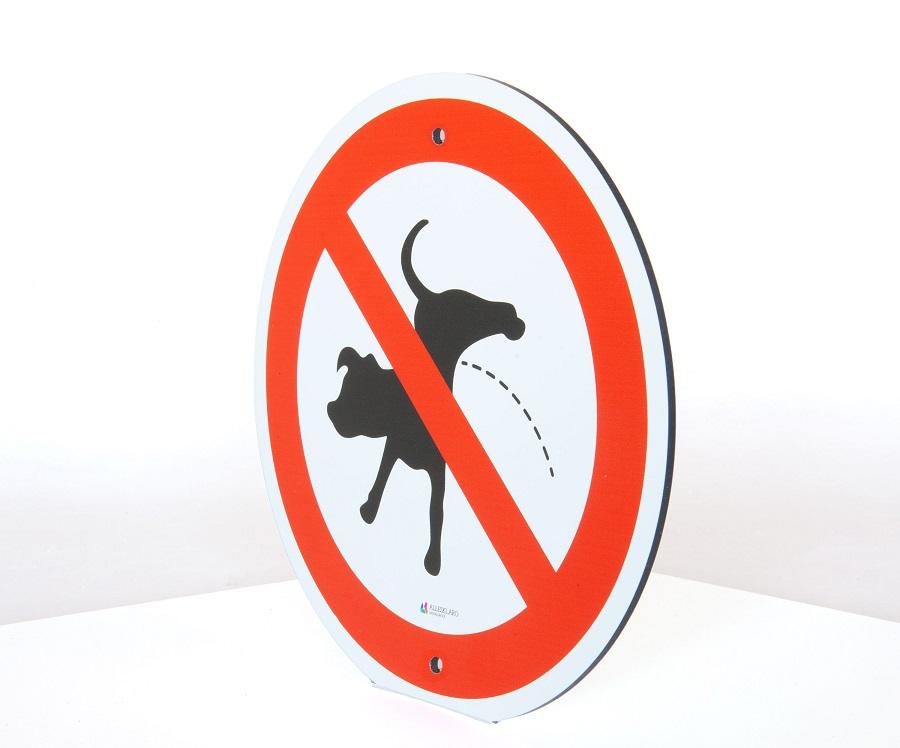 Schild - Kein Hunde pinkeln – 24 cm rund – 4 mm Alu Verbund – 2 Bohrlöcher