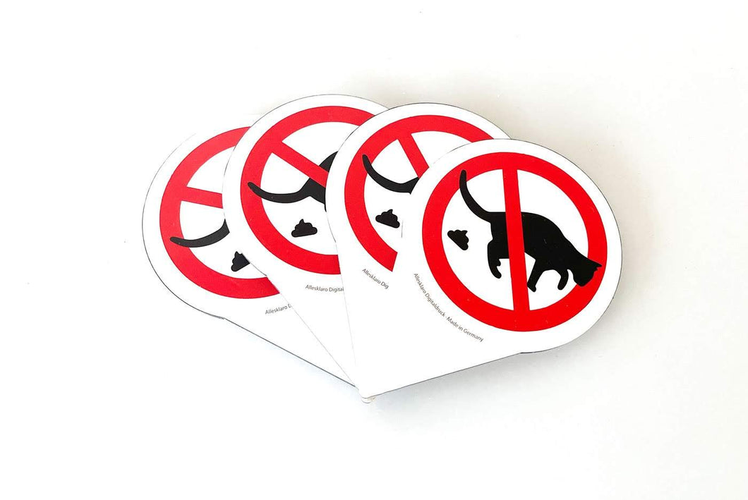 Schilder 4 Stk.- Hier Kein Katzenklo - Erdstecker - 4 mm Alu Verbundplatte