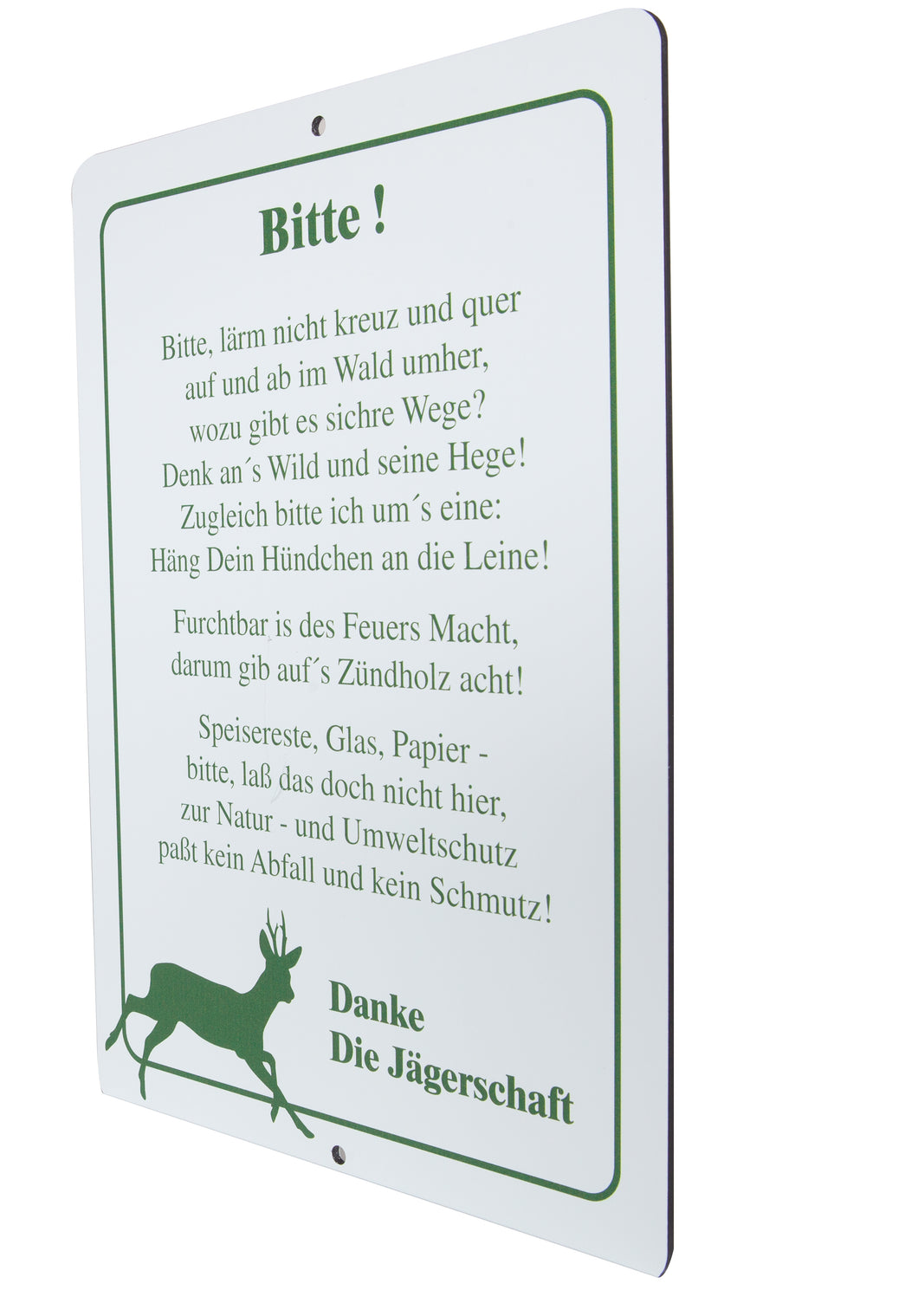 10 Stk. Schilder - Jägerschaft - Gedicht Sauberer Wald - 37 x 27 cm - 4 mm Alu Verbund