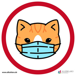 5 x Aufkleber - Sticker - Mundschutz Maske tragen - Katze lustig