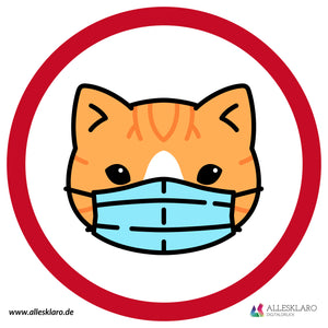 5 x Aufkleber - Sticker - Mundschutz Maske tragen - Katze lustig