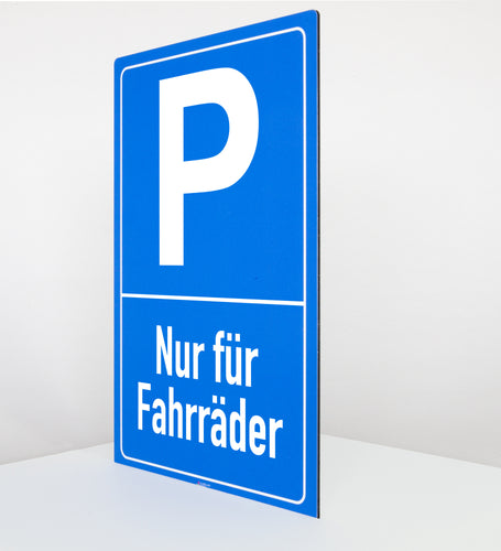 Nur für Fahrräder - Schild - Hochformat - blau - 4 mm Alu Verbundplatte