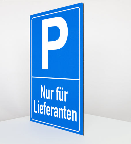 Nur für Lieferanten - Schild - Hochformat - blau - 4 mm Alu Verbundplatte
