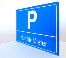 Laden Sie das Bild in den Galerie-Viewer, Nur für Mieter - Schild - Querformat - blau - 4 mm Alu Verbundplatte