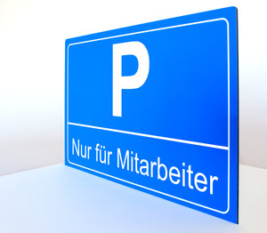 Nur für Mitarbeiter - Schild - Querformat - blau - 4 mm Alu Verbundplatte