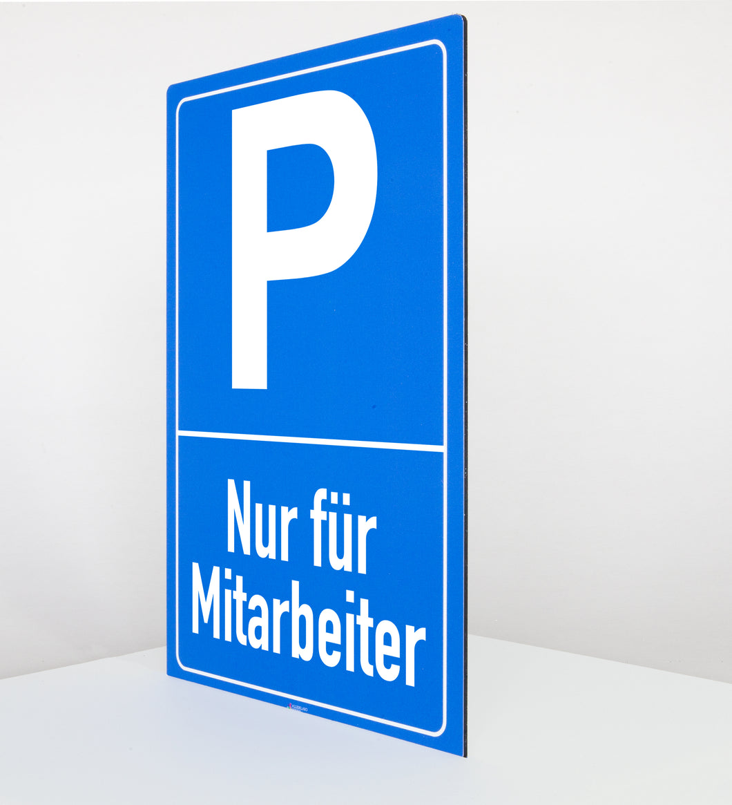 Nur für Mitarbeiter - Schild - Hochformat - blau - 4 mm Alu Verbundplatte