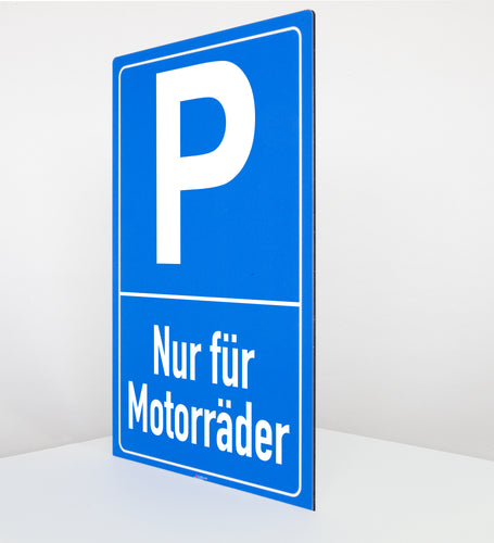 Nur für Motorräder - Schild - Hochformat - blau - 4 mm Alu Verbundplatte