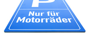 Nur für Motorräder - Schild - Hochformat - blau - 4 mm Alu Verbundplatte