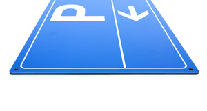Parkplatz - Pfeil nach links - Schild - Querformat - blau - 4 mm Alu Verbundplatte