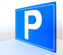 Laden Sie das Bild in den Galerie-Viewer, Parkplatz - Schild - Querformat - blau - 4 mm Alu Verbundplatte