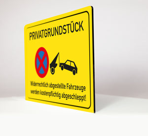 Privatgrundstück - Schild - gelb - 4 mm Alu Verbundplatte