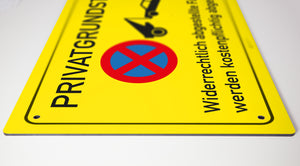 Privatgrundstück - Schild - gelb - 4 mm Alu Verbundplatte