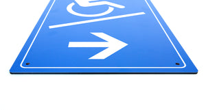 Rollstuhl Rampe rechts - Schild - Hochformat - blau - 4 mm Alu Verbundplatte