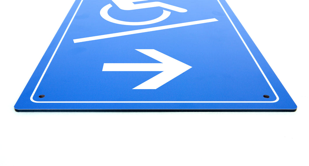Rollstuhl Rampe rechts - Schild - Hochformat - blau - 4 mm Alu Verbundplatte