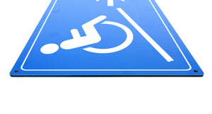 Rollstuhl Rampe rechts - Schild - Querformat - blau - 4 mm Alu Verbundplatte
