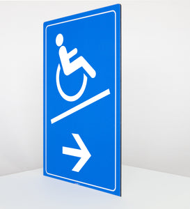 Rollstuhl Rampe rechts - Schild - Hochformat - blau - 4 mm Alu Verbundplatte