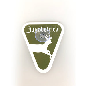 Schild -  4 Motive - Jagdbetrieb mit Saugnapf - Autoschild für KFZ Heckscheibe