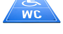 Laden Sie das Bild in den Galerie-Viewer, Behinderten WC - Schild - Hochformat - blau - 4 mm Alu Verbundplatte