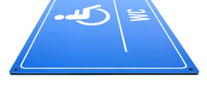 Behinderten WC - Schild - Querformat - blau - 4 mm Alu Verbundplatte