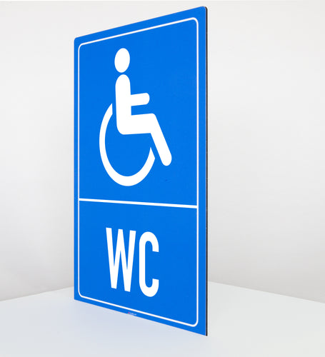 Behinderten WC - Schild - Hochformat - blau - 4 mm Alu Verbundplatte