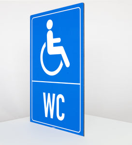Behinderten WC - Schild - Hochformat - blau - 4 mm Alu Verbundplatte
