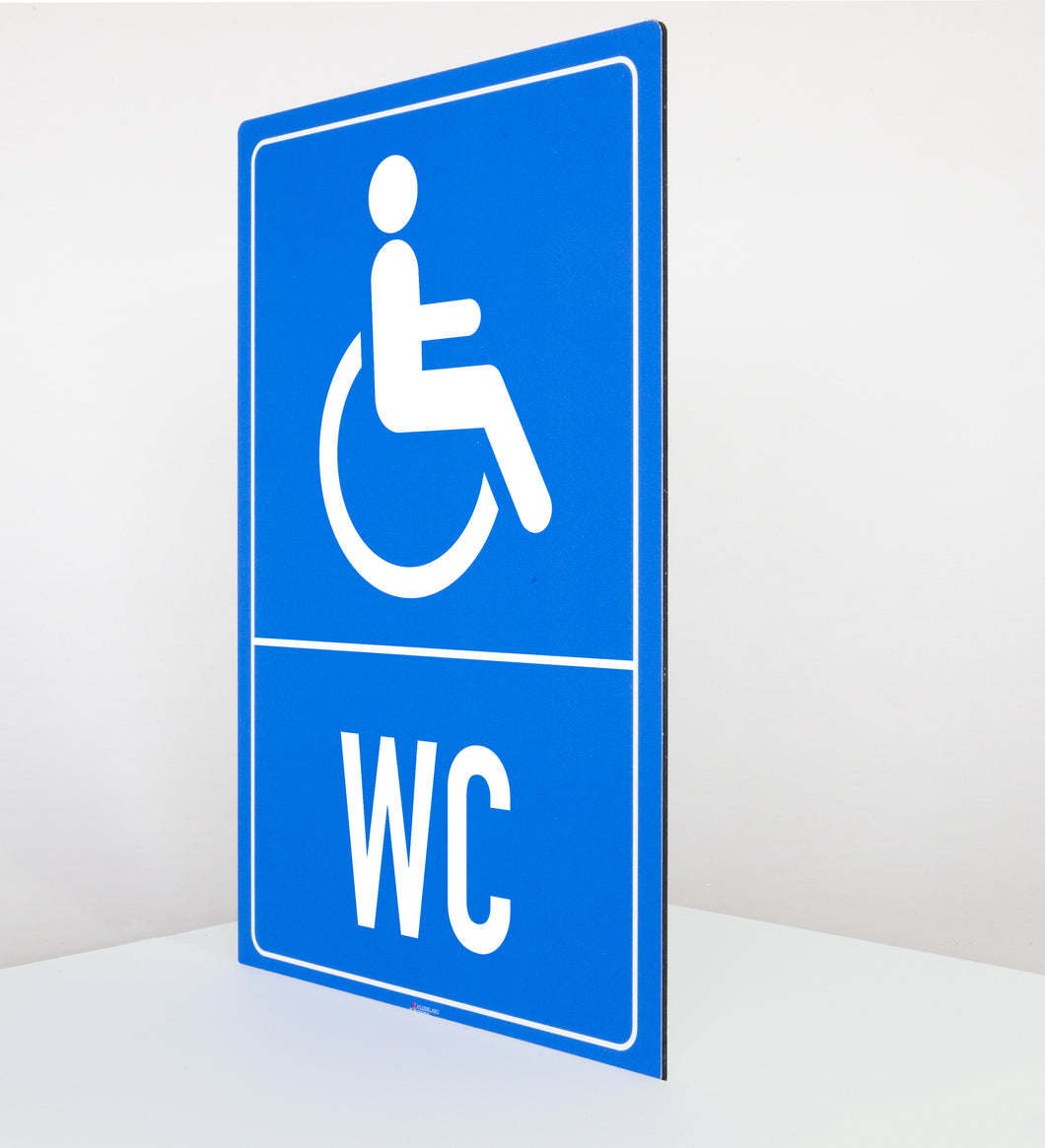 Behinderten WC - Schild - Hochformat - blau - 4 mm Alu Verbundplatte