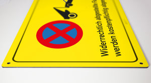 Parken verboten - Schild - gelb - 4 mm starke Alu Verbundplatte
