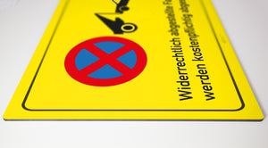 Parken verboten - Schild - gelb - 4 mm starke Alu Verbundplatte