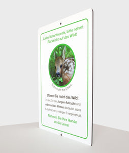 Schild - Wildschutz Info Tafel - Hunde an die Leine - 37 x 27 cm - Alu Verbund 4 mm