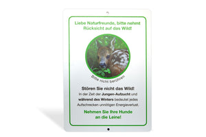 10 Stk. Schilder - Wildschutz Info Tafel - Hunde an die Leine - 37 x 27 cm - Alu Verbund 4 mm